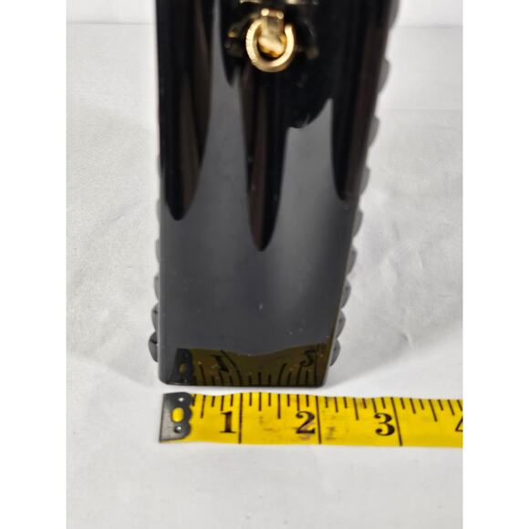 UNIQUE WOMEN'S BLACK JELLY STUDDED TOP HANDLE CROSSBODY MINI BAG PURSE – 5"x5" - Picture 13 of 13